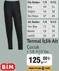 EROS TERMAL İÇLİK ALT ÇOCUK